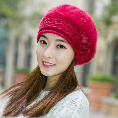 New Arrival Elegant Women Knitted Hats Rabbit Fur Cap Autumn Winter Hat Ladies Female Fashion Skullies Beret Hat