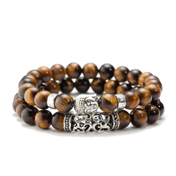 Tiger Eye Lava Stone Bead Buddha Bracelet Jewelry Yoga Prayer Bracelets Men Women Mujer Pulseras