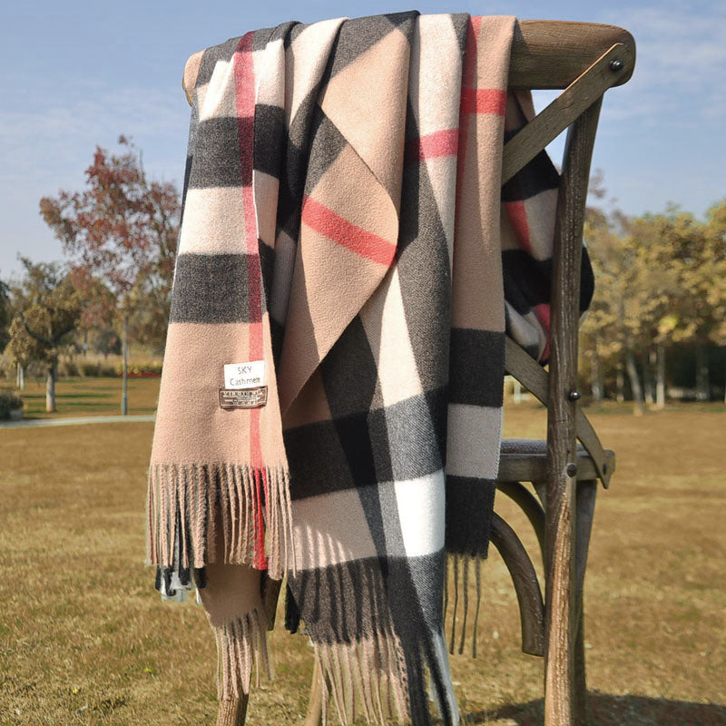 Autumn and Winter New Scarf Female British Bagh Bristled Cashmere Scarf Shawl Dual-use Thick Couple Scarf