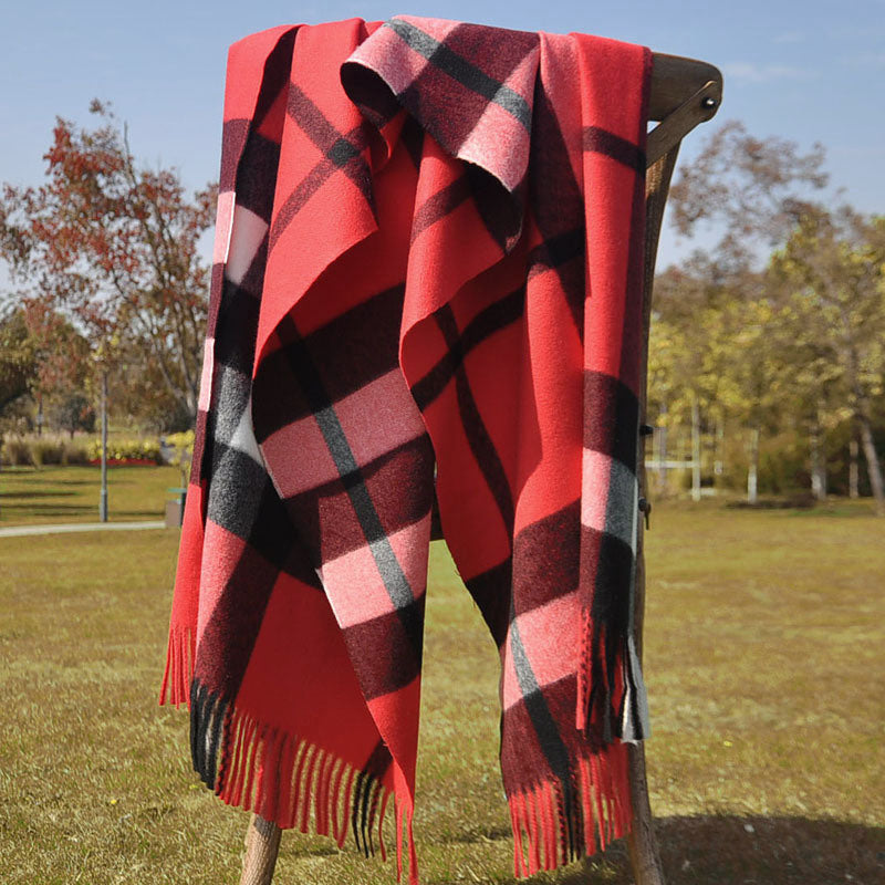 Autumn and Winter New Scarf Female British Bagh Bristled Cashmere Scarf Shawl Dual-use Thick Couple Scarf