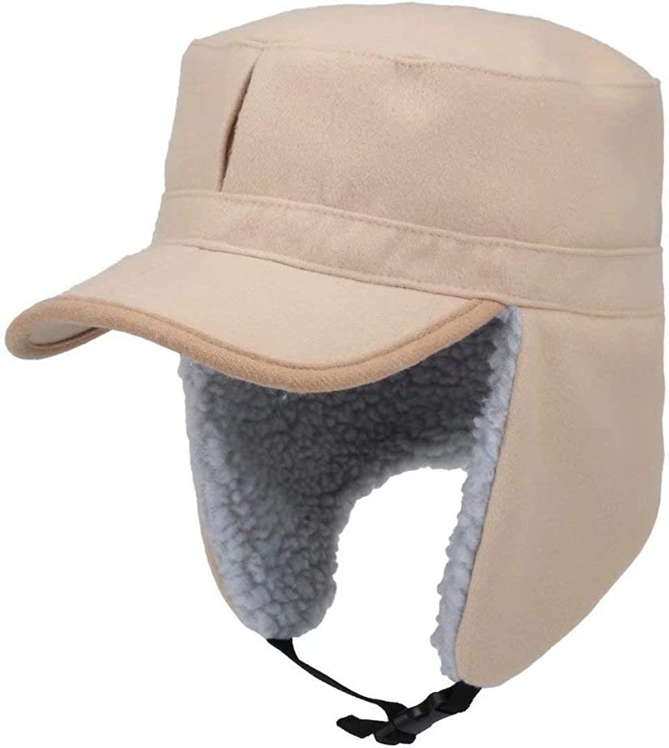 Home Prefer Mens Warm Trapper Hat Earflaps Winter Hat with Visor Military Cap