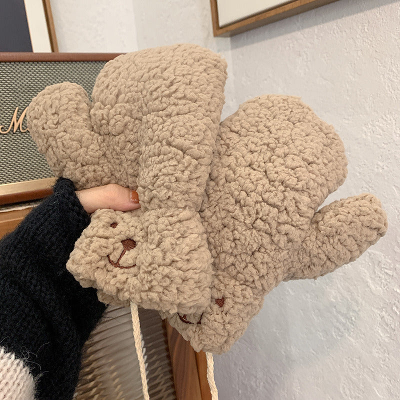 Women Girls Plush Cute Bear Claw Warm Gloves Soft Anime Cosplay Plush for Christmas Party Accessories Women Mittens