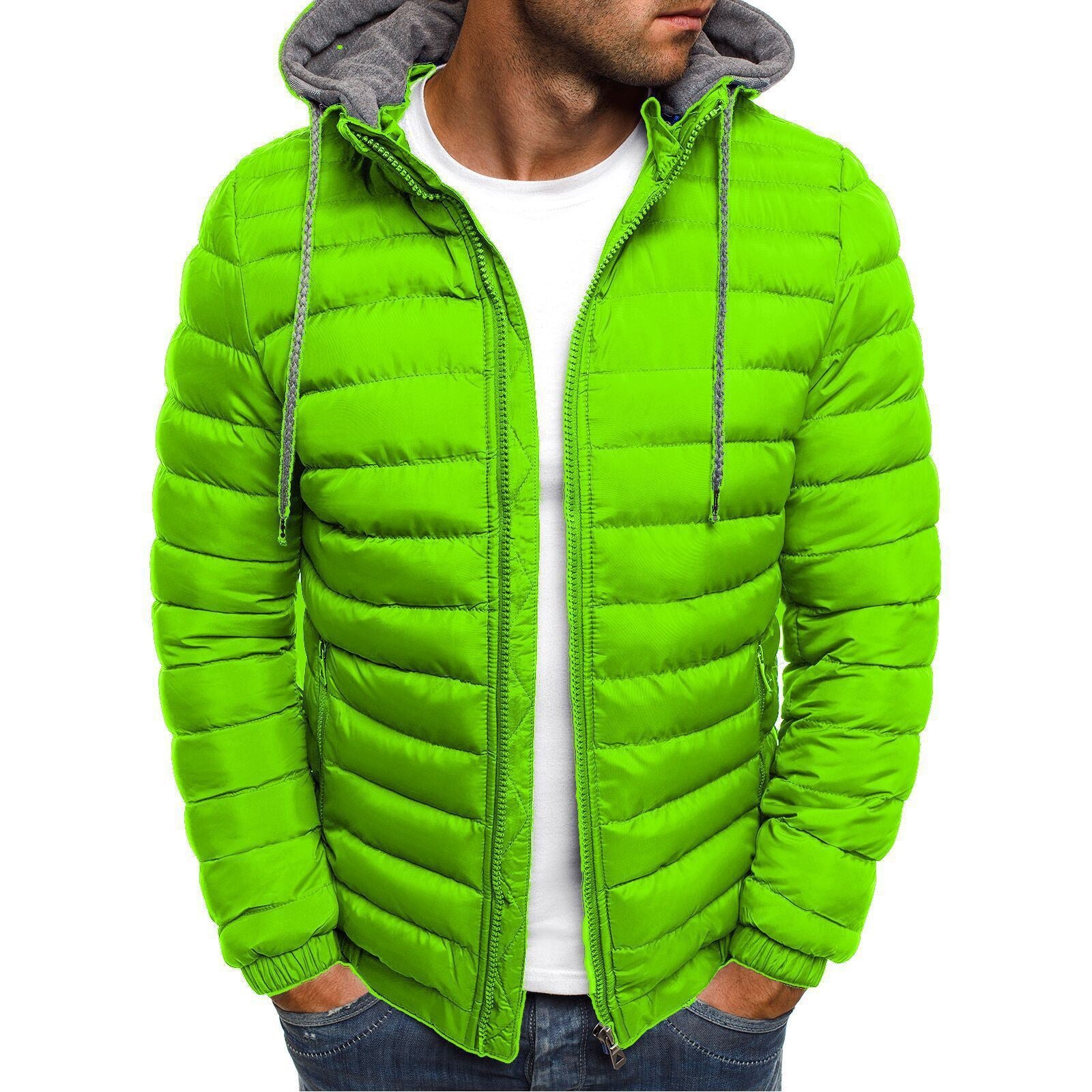 Winter New Men's Casual Cotton Jacket Youth Short Warm Hooded Cotton Jacket