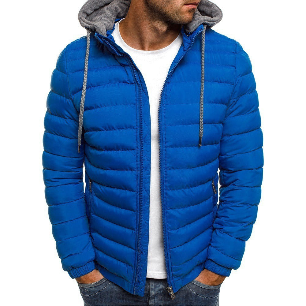 Winter New Men's Casual Cotton Jacket Youth Short Warm Hooded Cotton Jacket