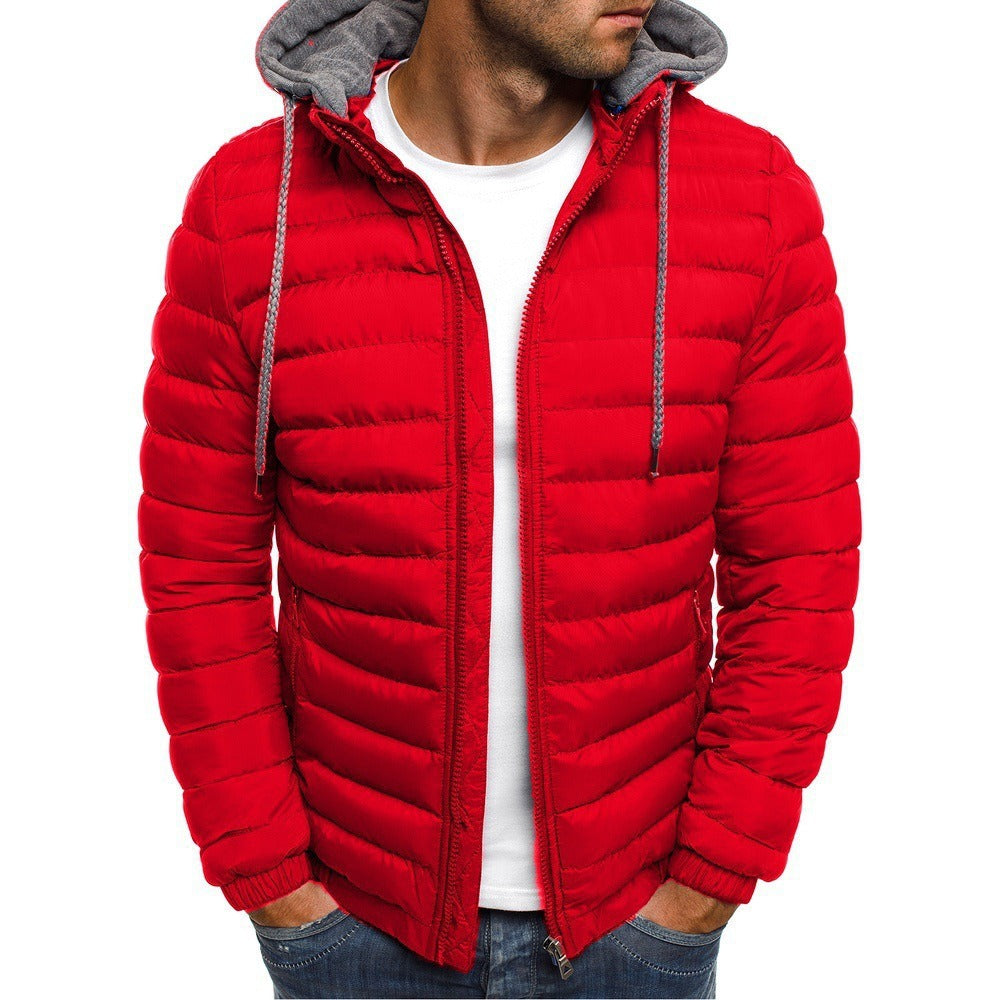 Winter New Men's Casual Cotton Jacket Youth Short Warm Hooded Cotton Jacket