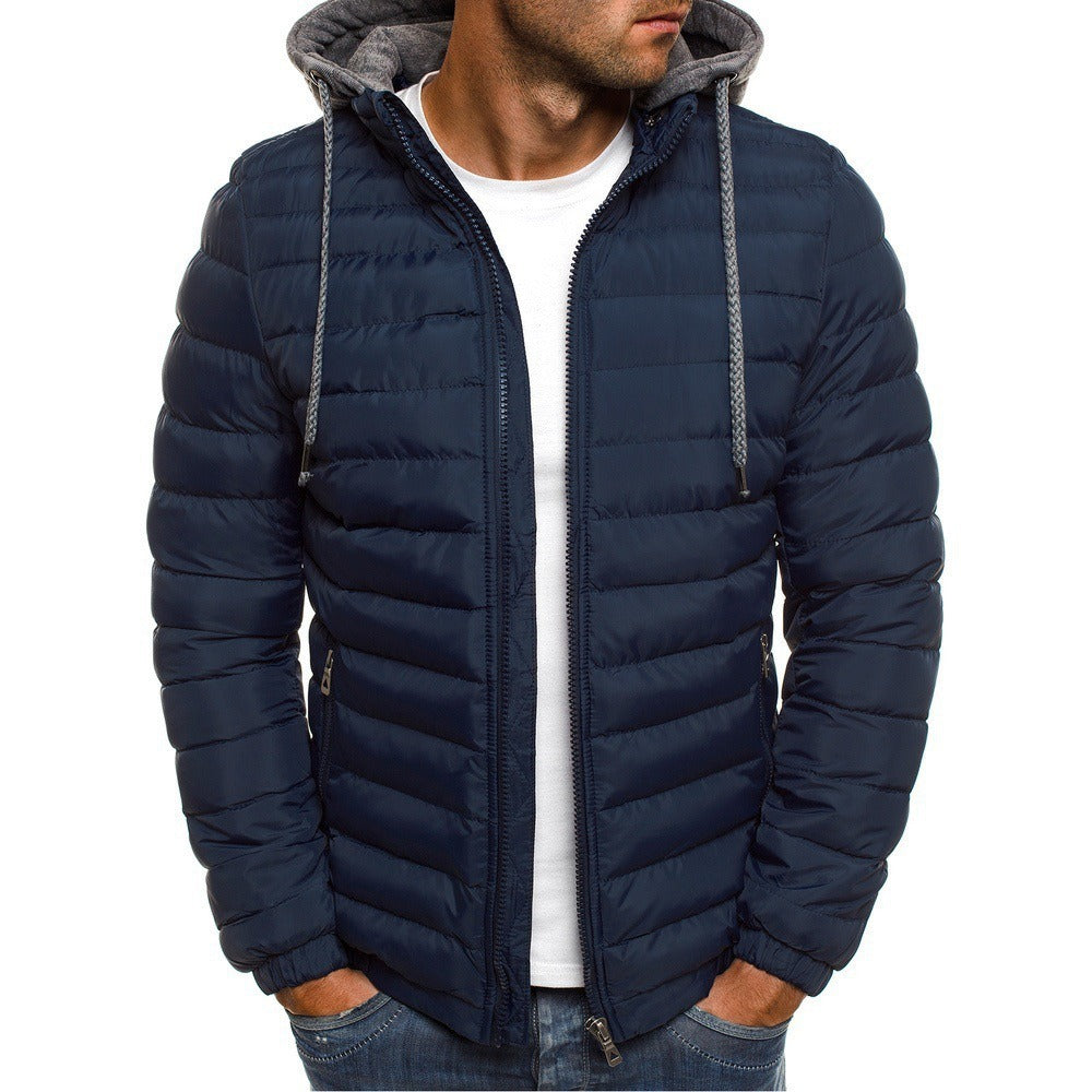 Winter New Men's Casual Cotton Jacket Youth Short Warm Hooded Cotton Jacket