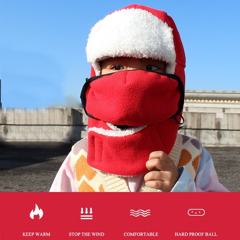 Children Plush Helmet Winter Warm Mask Protection Earcuff Hat Boys Girls Soft Comfortable Cashmere Kids Pilot Cap Outdoor Sportere Kids Pilot Cap Outdoor Sport