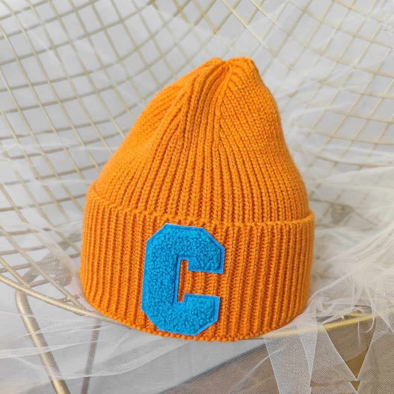 Simple Multi Color Big C Letter Winter Hat Women Winter Unisex Beanie Cap Outdoor Thick Warm Hip hop Sport Ski Knitted Hats