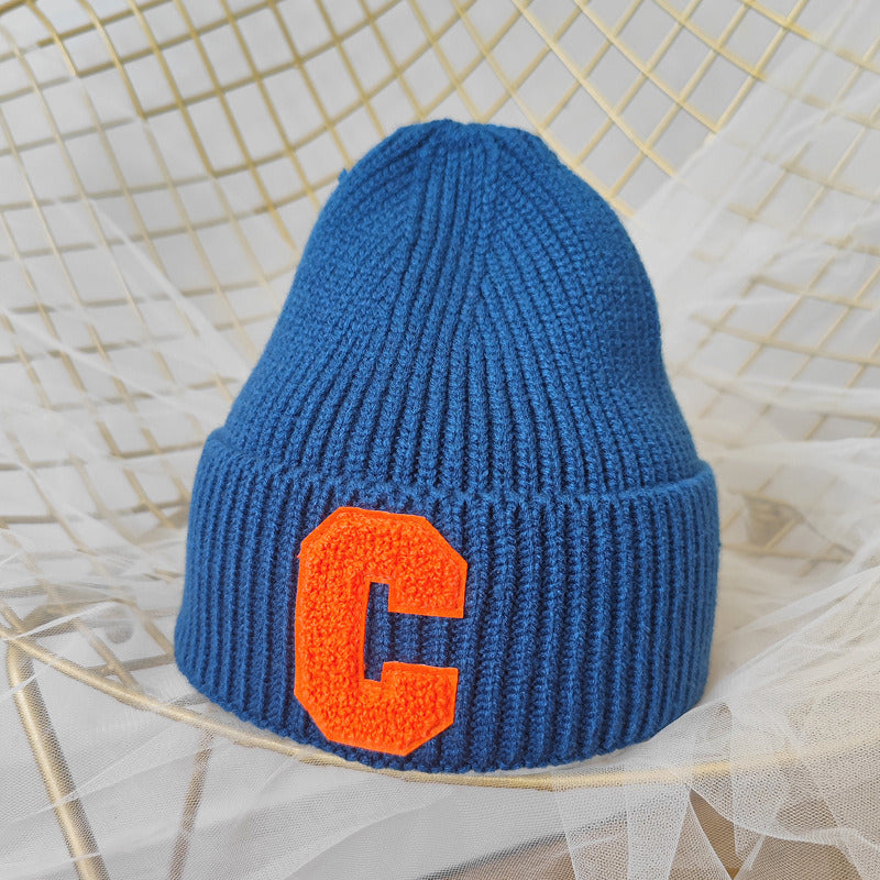 Simple Multi Color Big C Letter Winter Hat Women Winter Unisex Beanie Cap Outdoor Thick Warm Hip hop Sport Ski Knitted Hats