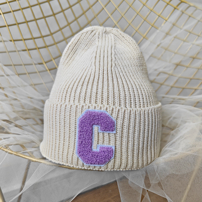 Simple Multi Color Big C Letter Winter Hat Women Winter Unisex Beanie Cap Outdoor Thick Warm Hip hop Sport Ski Knitted Hats