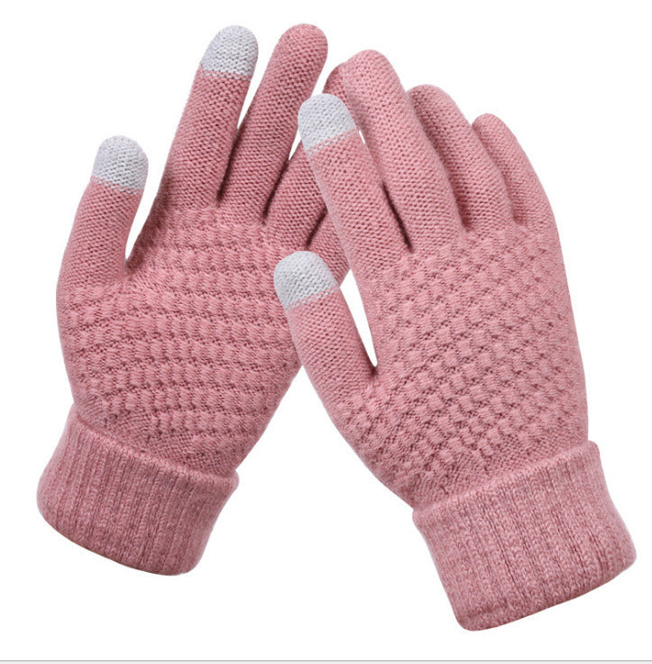 Winter Touch Screen Gloves Women Men Warm Stretch Knit Mittens Imitation Wool Full Finger Guantes Female Crochet Luvas Thicken