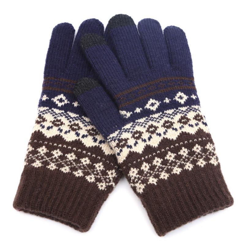 Winter Touch Screen Gloves Women Men Warm Stretch Knit Mittens Imitation Wool Full Finger Guantes Female Crochet Luvas Thicken