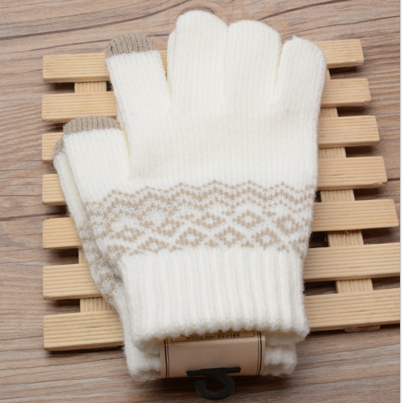 Winter Touch Screen Gloves Women Men Warm Stretch Knit Mittens Imitation Wool Full Finger Guantes Female Crochet Luvas Thicken