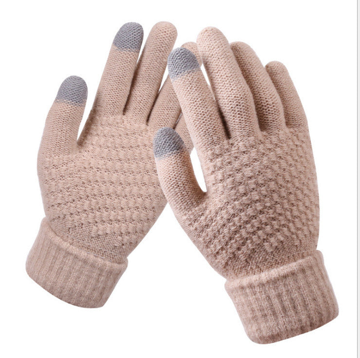 Winter Touch Screen Gloves Women Men Warm Stretch Knit Mittens Imitation Wool Full Finger Guantes Female Crochet Luvas Thicken