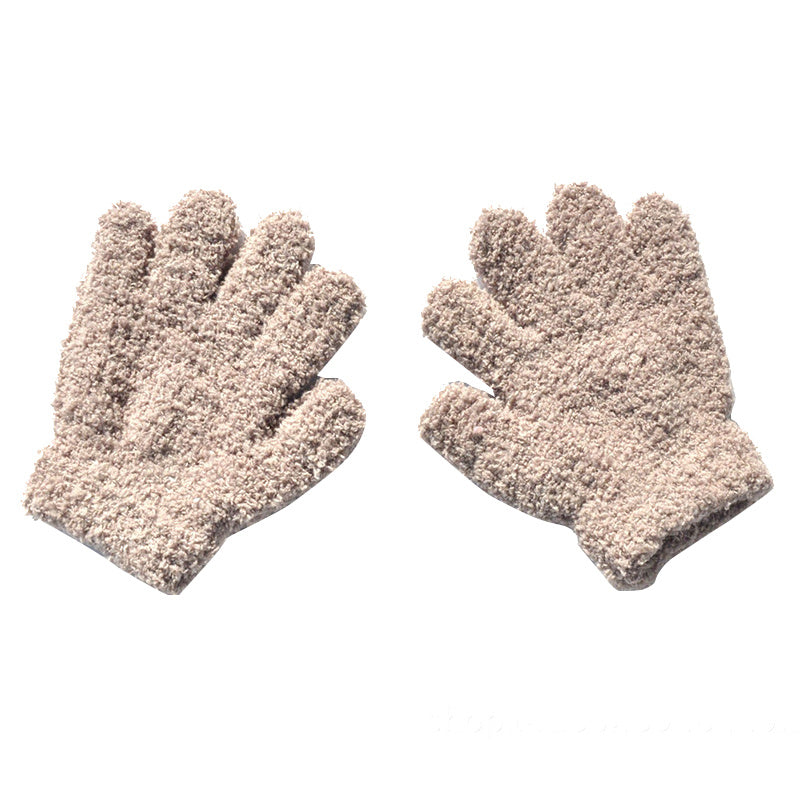 Warm Plush Thick Warm Baby Gloves Winter Plus Velvet Mittens Children Kid Coral Fleece Full Finger Gloves For 1-4Y Kids Gloves