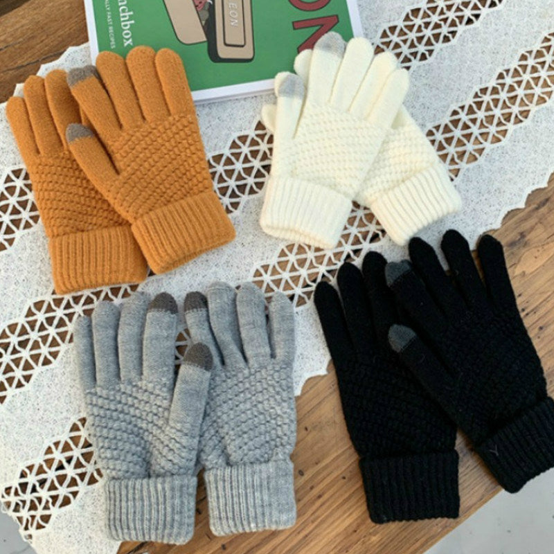 Winter Touch Screen Gloves Women Men Warm Stretch Knit Mittens Imitation Wool Full Finger Guantes Female Crochet Luvas Thicken