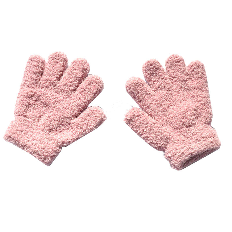 Warm Plush Thick Warm Baby Gloves Winter Plus Velvet Mittens Children Kid Coral Fleece Full Finger Gloves For 1-4Y Kids Gloves