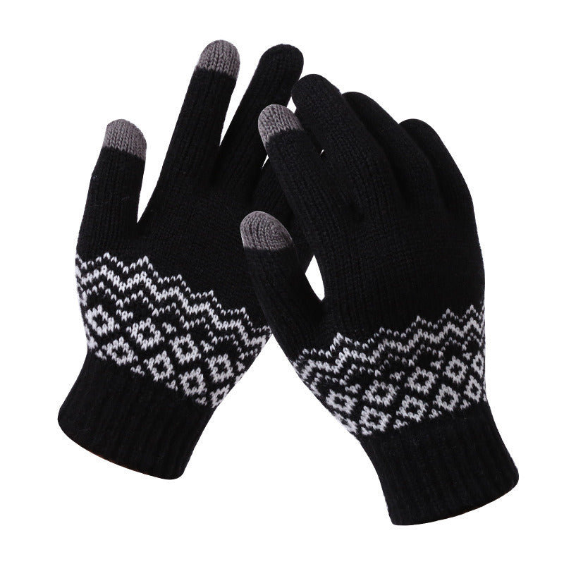 Winter Touch Screen Gloves Women Men Warm Stretch Knit Mittens Imitation Wool Full Finger Guantes Female Crochet Luvas Thicken