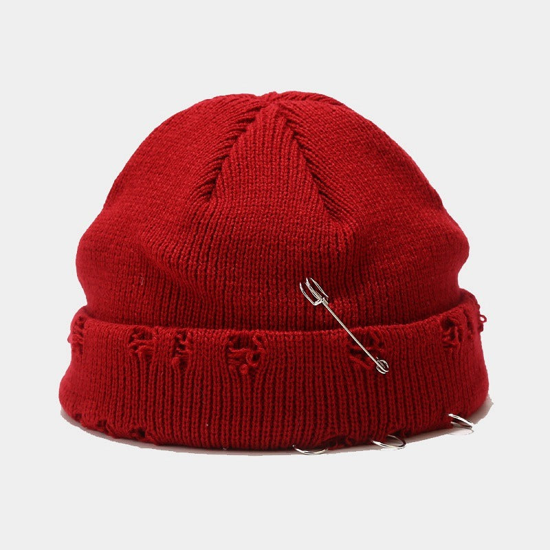 Winter Harajuku y2k Beanies Knitted Hat Women Fashion Warm Thick Gorro Men Hip Hop Pin Hole Skullcap Short Hat Unisex Basic Cap