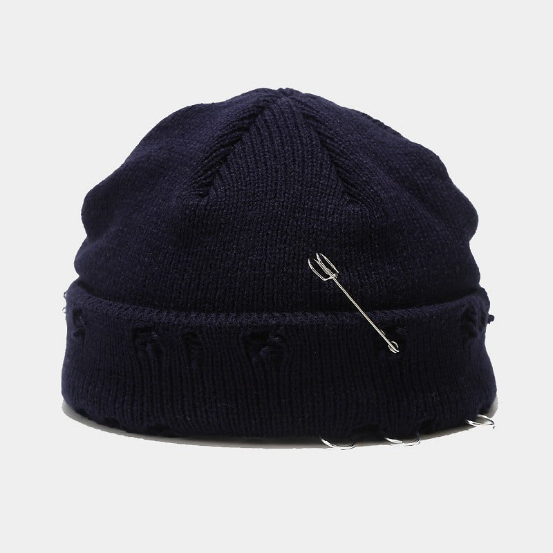 Winter Harajuku y2k Beanies Knitted Hat Women Fashion Warm Thick Gorro Men Hip Hop Pin Hole Skullcap Short Hat Unisex Basic Cap