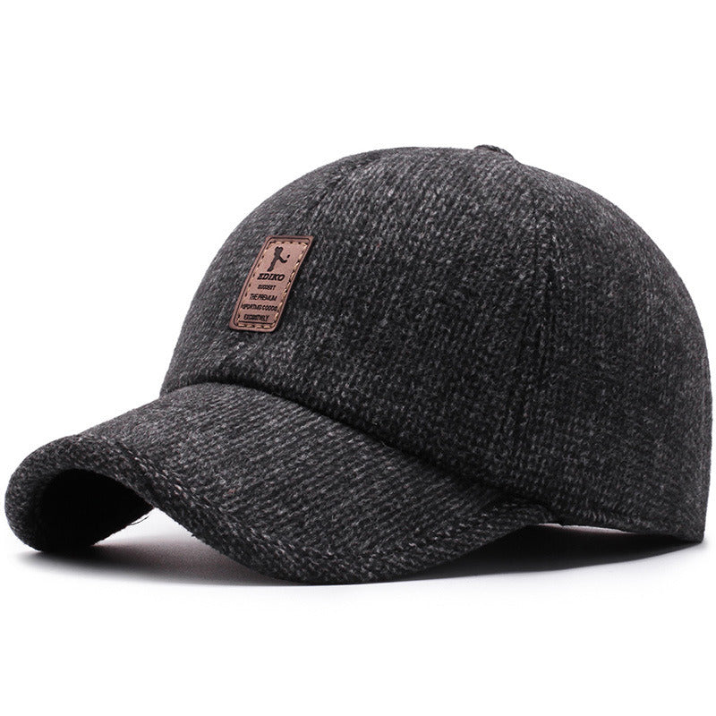 Winter Ears Protected Men Woolen Baseball Cap Women Solid Snapback Label Stick Sunhat Outdoor Hip Hop Baseball Hats Casquette