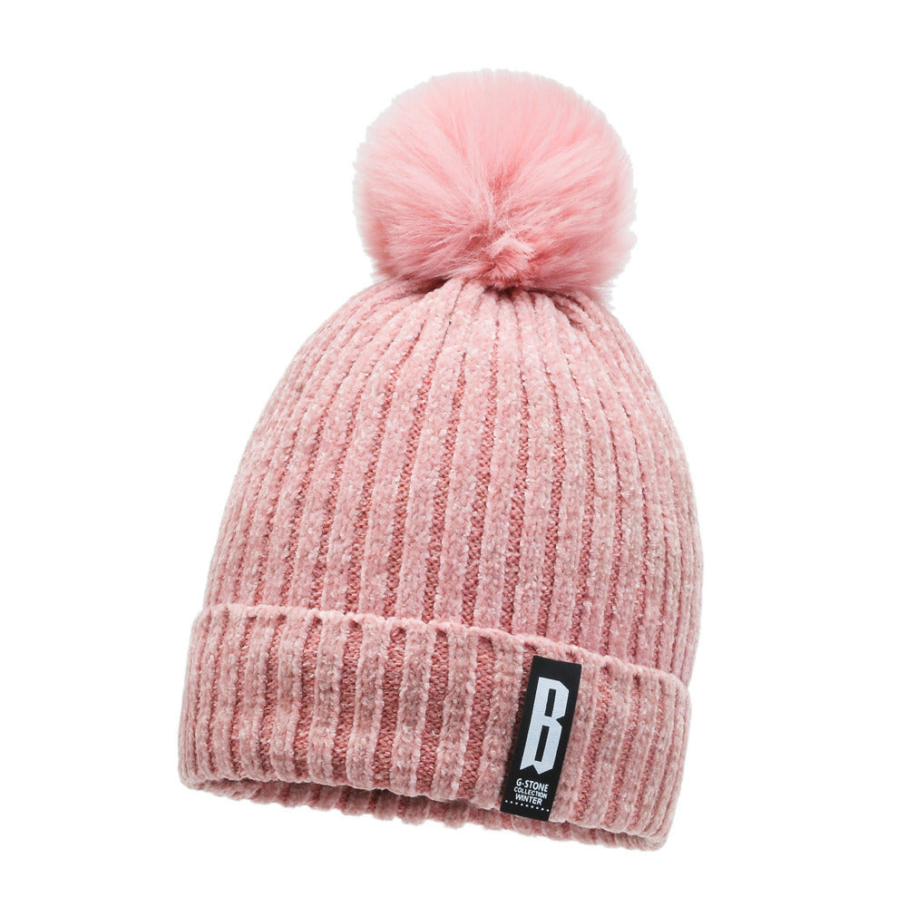 Winter Hats for Woman Thicker Beanies Chenille Ball Knitted Cap Girls Autumn Beanie Hats Fleece-lined Warmer Bonnet Casual Cap