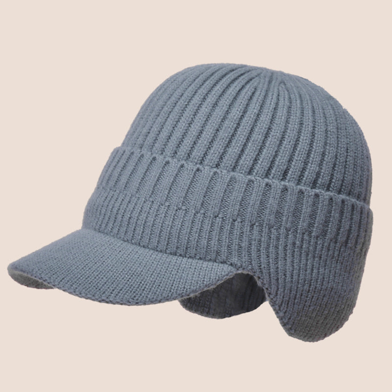 Men Winter Knitted Hat Outdoor Cycling Ear Protection Warmth Peaked Cap Casual Fashion Sunhat Bomber Hats 56-61CM