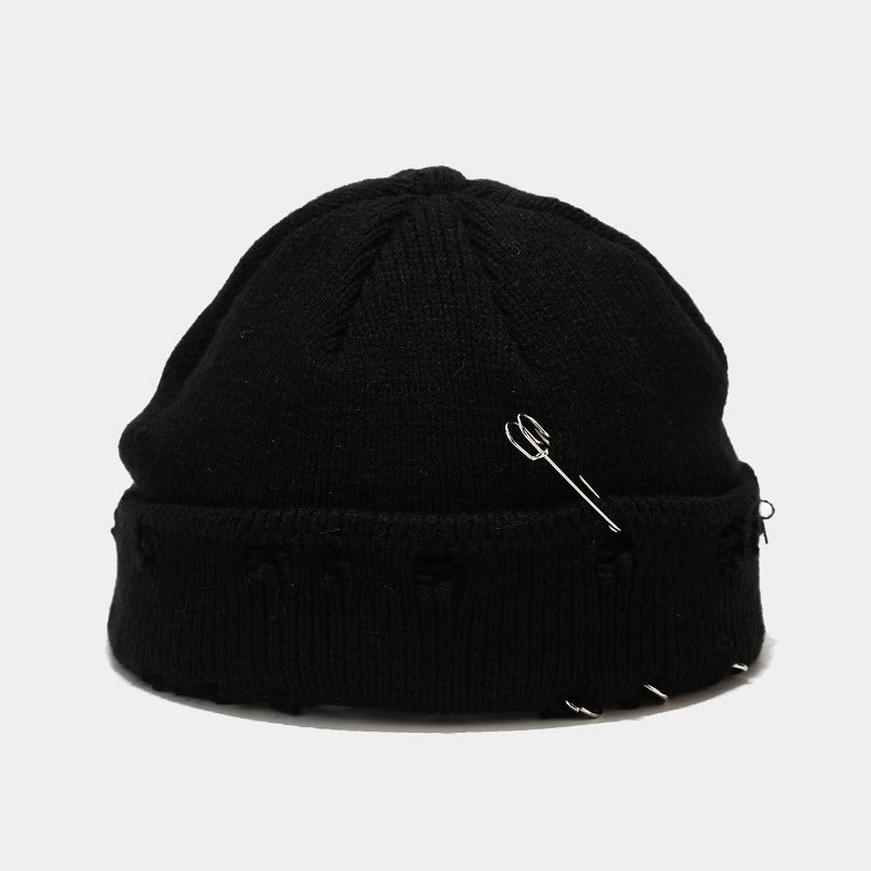 Winter Harajuku y2k Beanies Knitted Hat Women Fashion Warm Thick Gorro Men Hip Hop Pin Hole Skullcap Short Hat Unisex Basic Cap