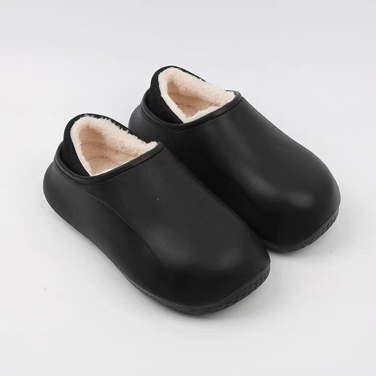 Winter velvet hole shoes women's cotton slippers 2022 new home use high thick soled anti-skid warm cotton shoes