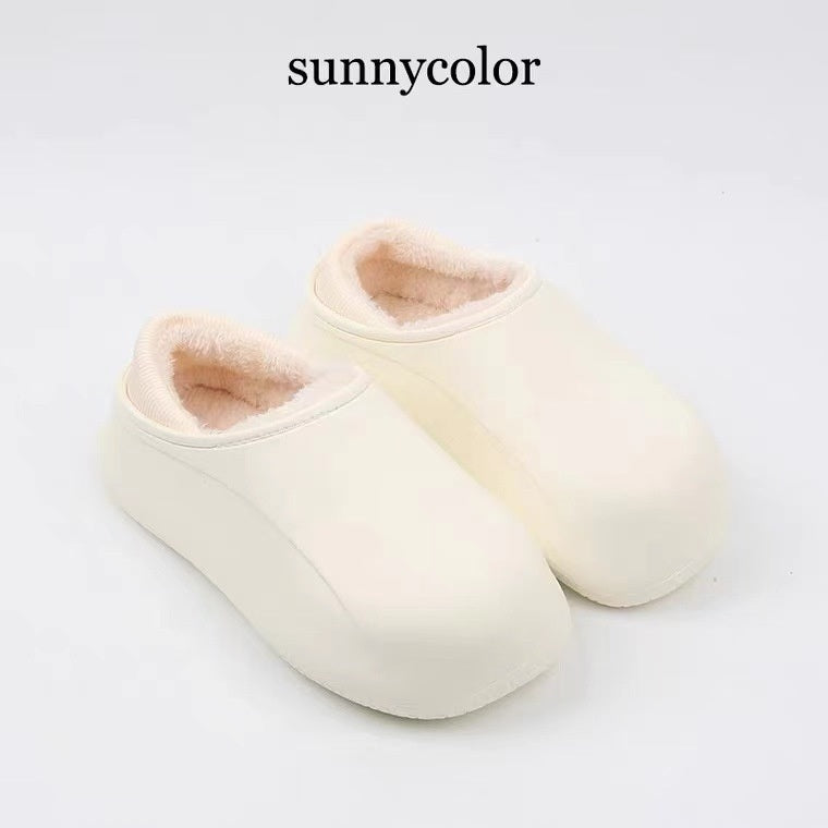 Winter velvet hole shoes women's cotton slippers 2022 new home use high thick soled anti-skid warm cotton shoes