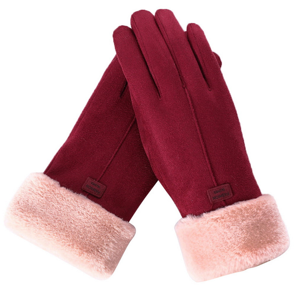 2021 New Fashion Women Gloves Autumn Winter Cute Furry Warm Mitts Full Finger Mittens Women Outdoor Sport Female Gloves Screen