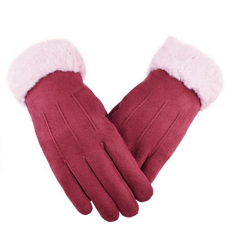 2021 New Fashion Women Gloves Autumn Winter Cute Furry Warm Mitts Full Finger Mittens Women Outdoor Sport Female Gloves Screen