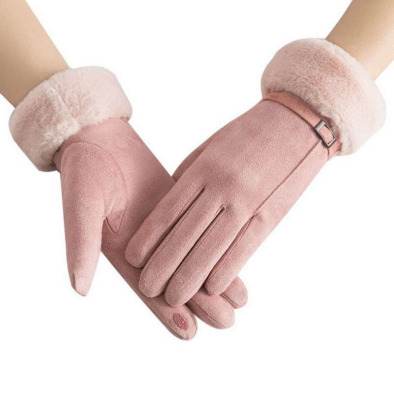 2021 New Fashion Women Gloves Autumn Winter Cute Furry Warm Mitts Full Finger Mittens Women Outdoor Sport Female Gloves Screen