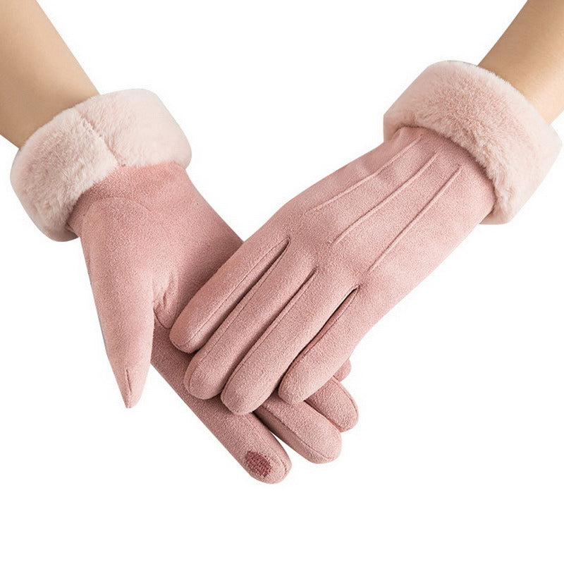 2021 New Fashion Women Gloves Autumn Winter Cute Furry Warm Mitts Full Finger Mittens Women Outdoor Sport Female Gloves Screen