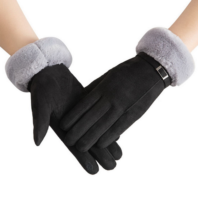 2021 New Fashion Women Gloves Autumn Winter Cute Furry Warm Mitts Full Finger Mittens Women Outdoor Sport Female Gloves Screen