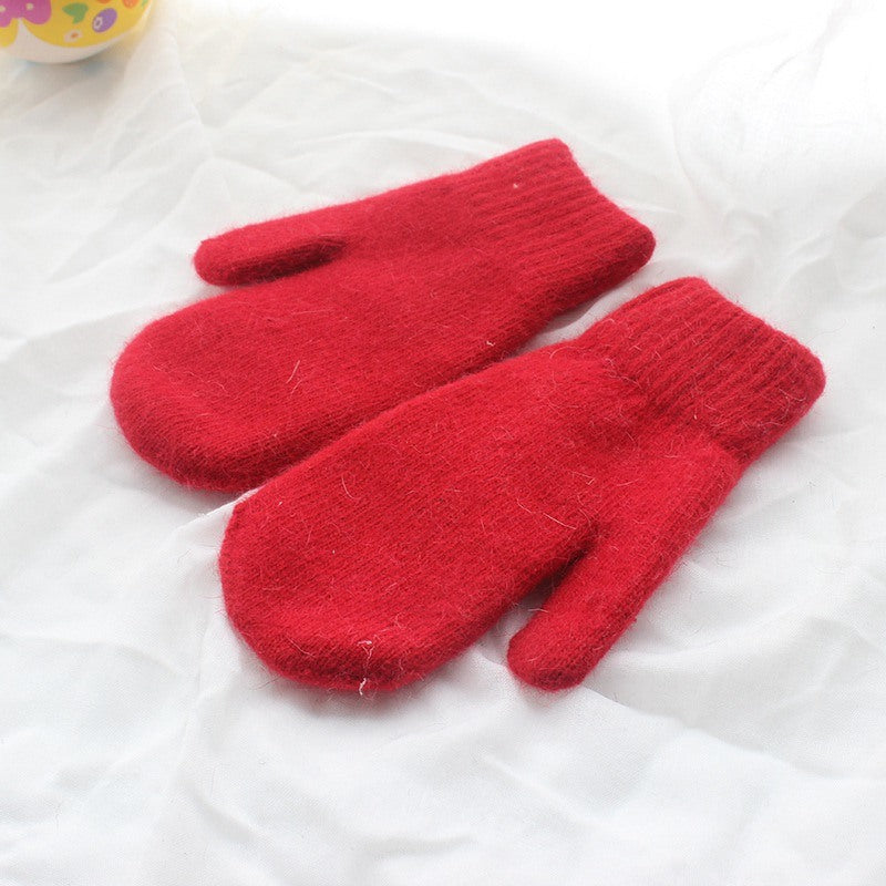 Women Winter Keep Warm Plush Gloves Elasticity Soft Full Fingers Mittens Imitation Rabbit Fur Knitted Girls Fashion Gloves