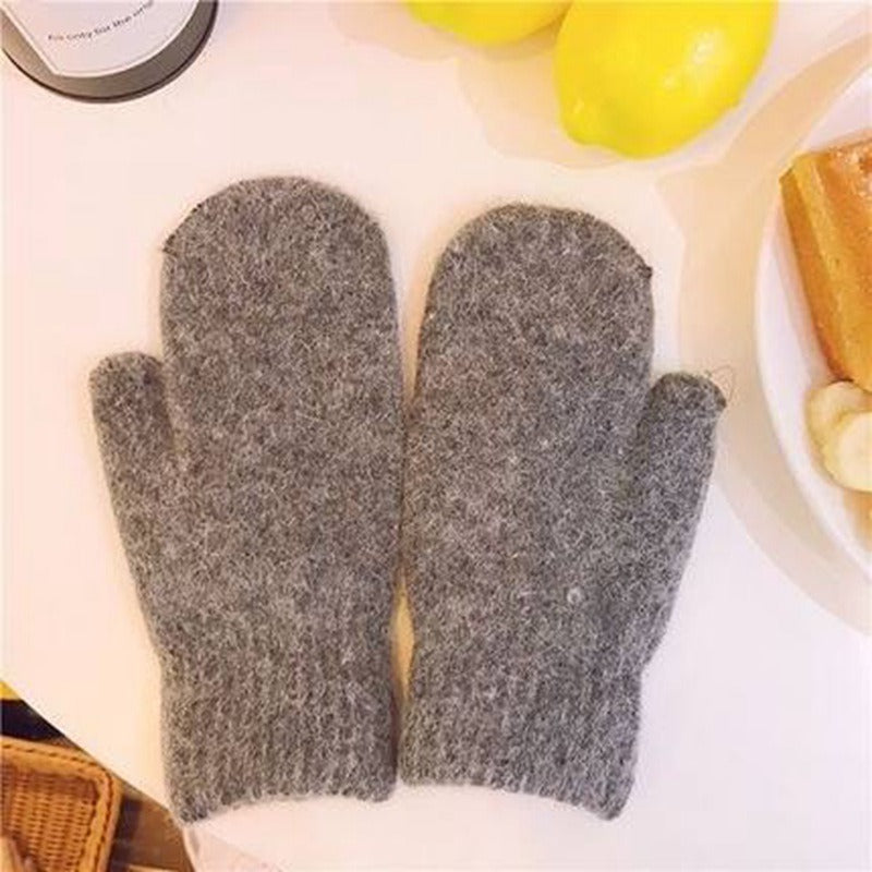 Women Winter Keep Warm Plush Gloves Elasticity Soft Full Fingers Mittens Imitation Rabbit Fur Knitted Girls Fashion Gloves