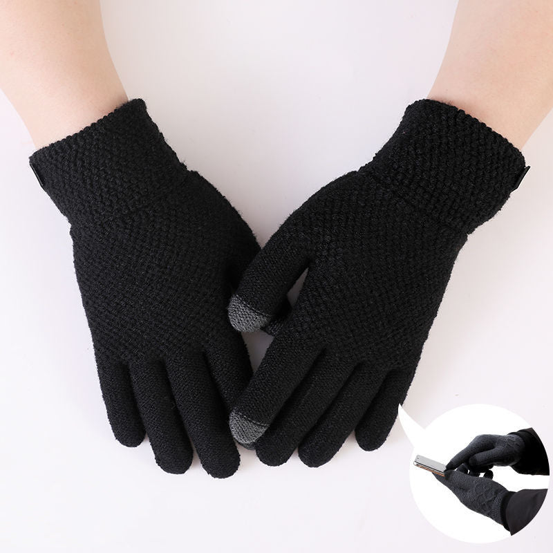 Autumn Winter Men Knitted Gloves Touch Screen High Quality Wool Solid Color Gloves Men Mitten