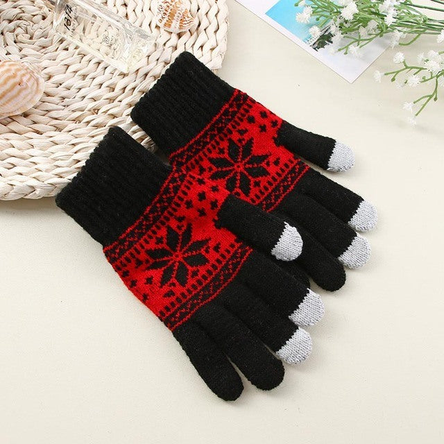 Knitted Fingerless Gloves Winter Thicken Warm Touch Screen Gloves Unisex Outdoor Stretch Elastic Warm Half Finger Cycling Gloves