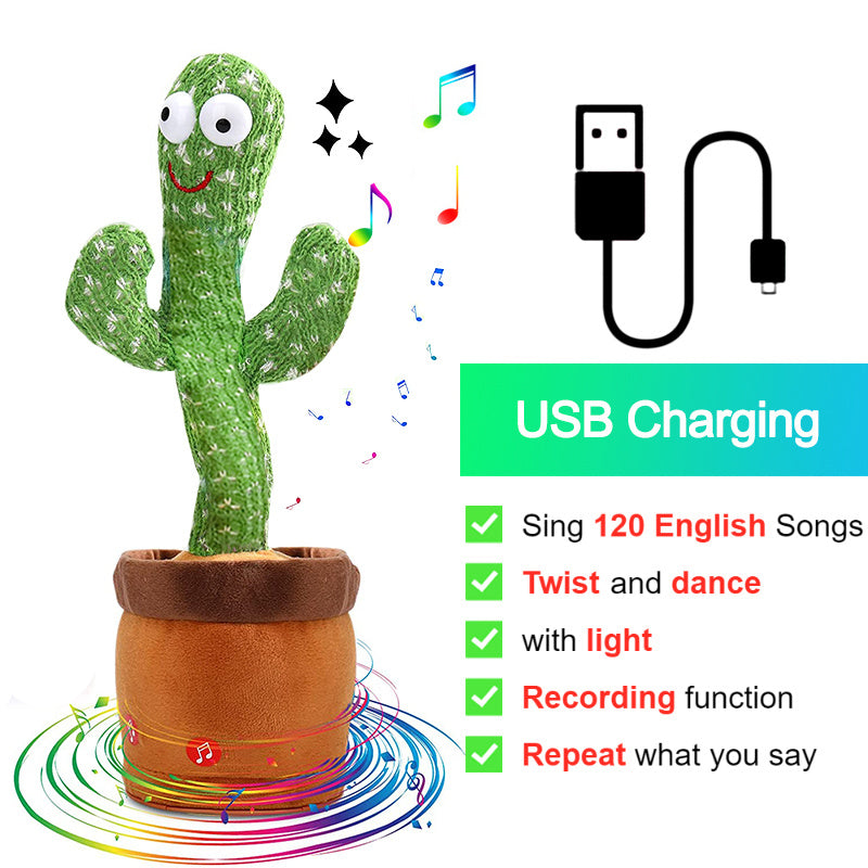 Dancing Cactus Toy Repeat What You Said 60/120 Songs Bluetooth Cactus Twisting The Body With Music Plant Kids Plush Stuffed Toys