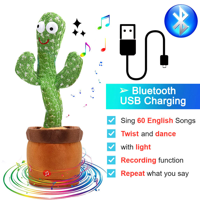 Dancing Cactus Toy Repeat What You Said 60/120 Songs Bluetooth Cactus Twisting The Body With Music Plant Kids Plush Stuffed Toys