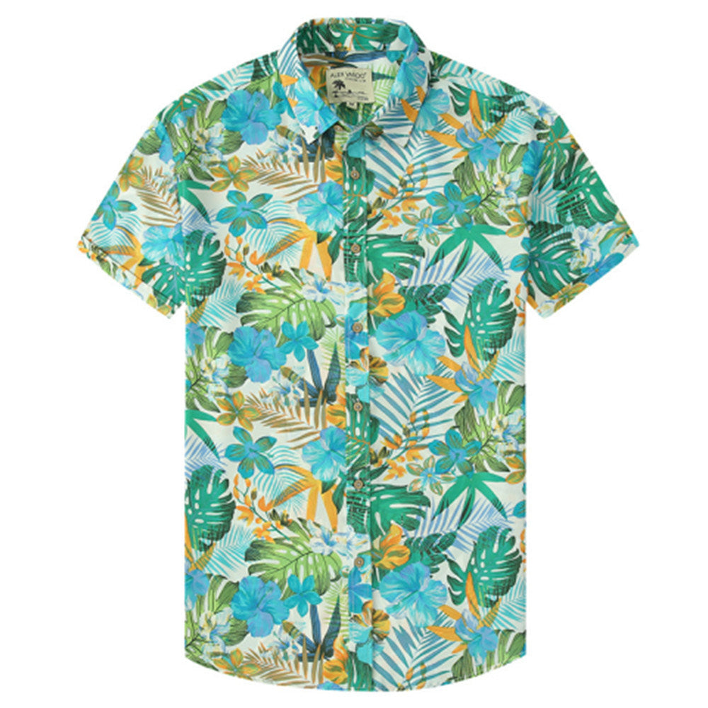 Men's Fashion Printed Shirts Casual Trendy T-Shirts Short Sleeve Lapel Hawaiian Style Shirts01