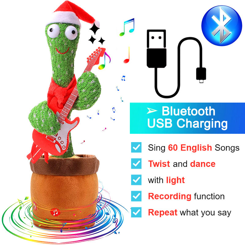 Bluetooth Dancing Cactus Talking Toy 60/120 Singing Song Wriggle Cactus Repeats What You Say Soft Plush Electric Speaking Cactus