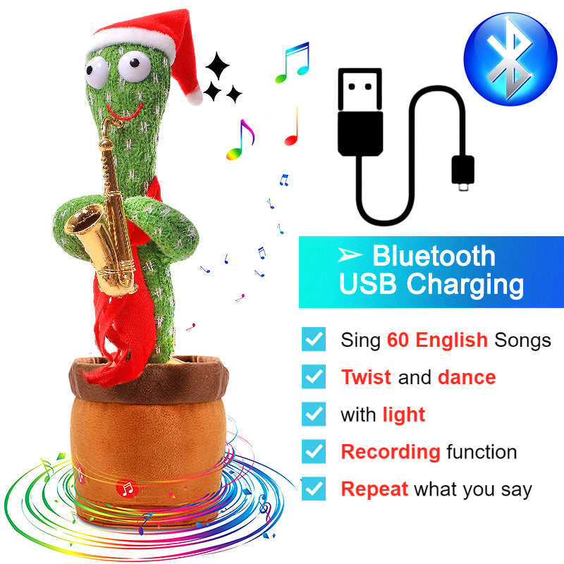 Bluetooth Dancing Cactus Talking Toy 60/120 Singing Song Wriggle Cactus Repeats What You Say Soft Plush Electric Speaking Cactus