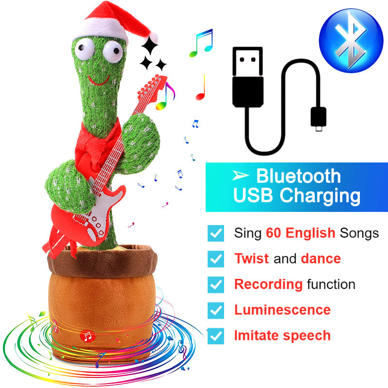 Bluetooth Dancing Cactus 60/120 Songs Speaker Talking Usb Chargeable Voice Repeat Plush Cactus Toy Dance Stuffed Toy Baby Girls