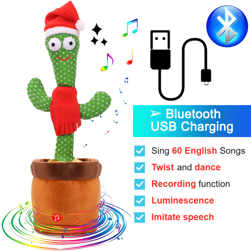 Bluetooth Dancing Cactus 60/120 Songs Speaker Talking Usb Chargeable Voice Repeat Plush Cactus Toy Dance Stuffed Toy Baby Girls