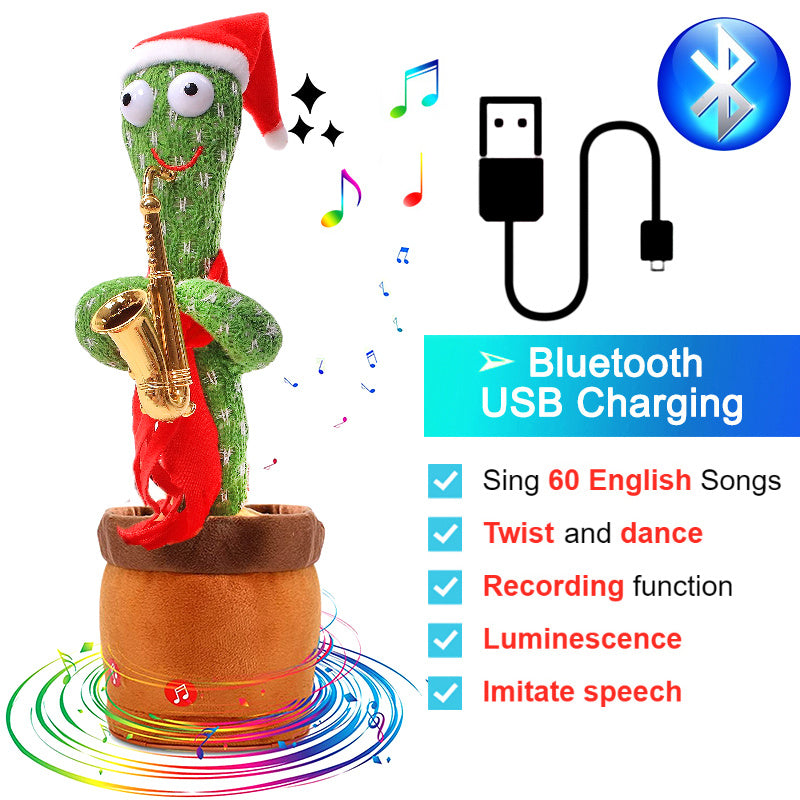 Bluetooth Dancing Cactus 60/120 Songs Speaker Talking Usb Chargeable Voice Repeat Plush Cactus Toy Dance Stuffed Toy Baby Girls