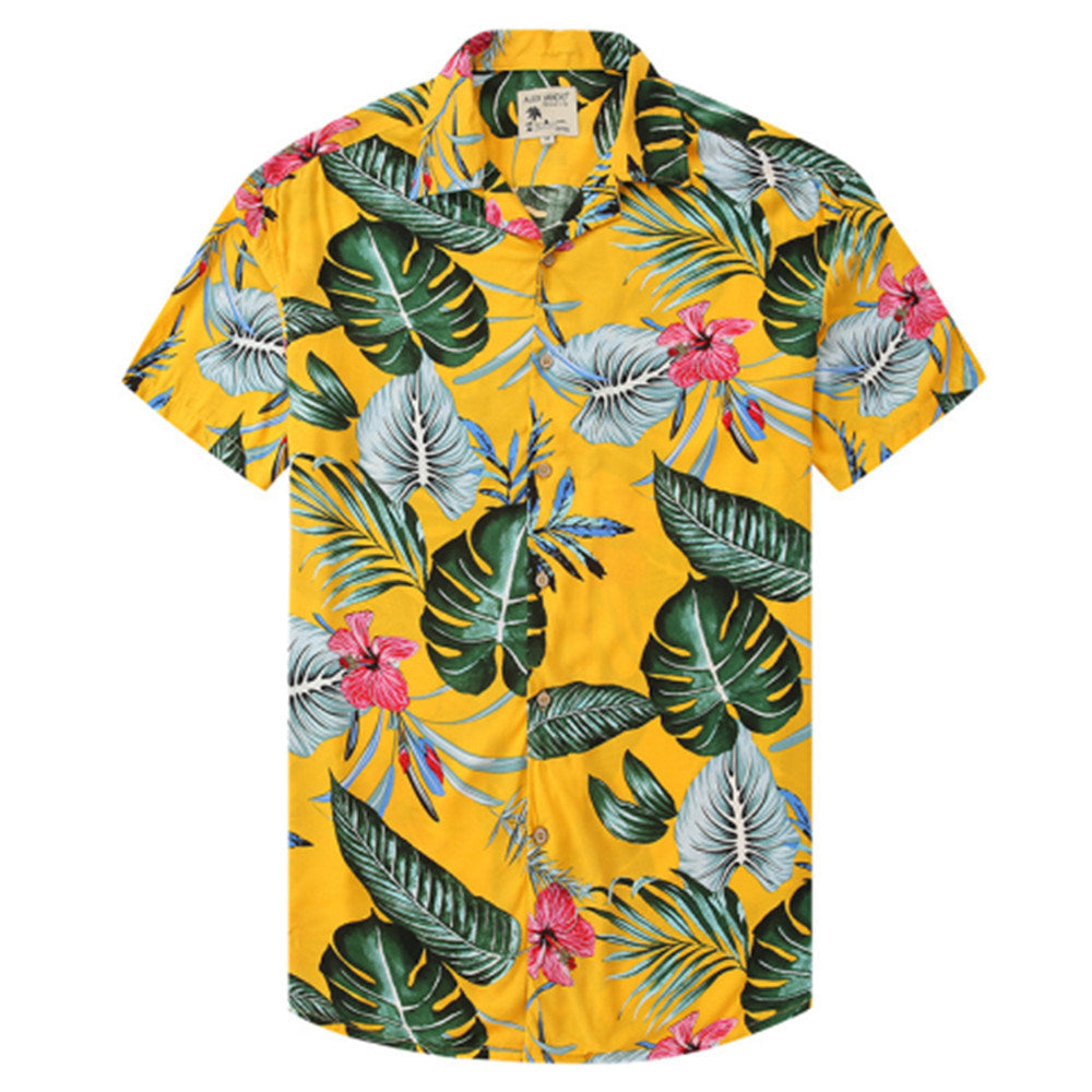 Men's Fashion Printed Shirts Casual Trendy T-Shirts Short Sleeve Lapel Hawaiian Style Shirts03