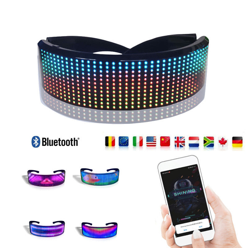 LED Glasses Bluetooth Luminous Rave Party SunGlasses Electronic Festival Light Up Glasses DJ Halloween Decor Birthday Party Prop