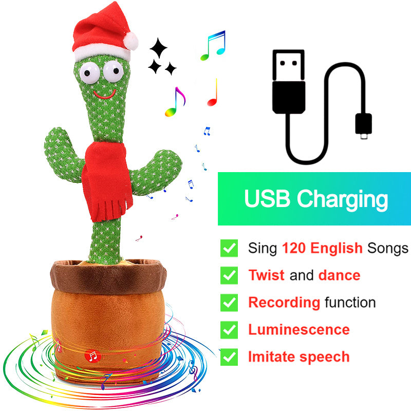 Bluetooth Cactus Plush Toy Electric Singing 60/120 English Songs Dancing Twisting Cactus Luminous Recording Repeat Wriggle Body